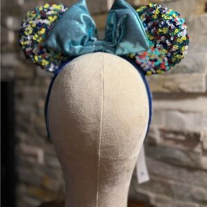Disney Worlds Park 2022 OS Minnie Mouse Multi Color Sequin Ears Headbands NWT